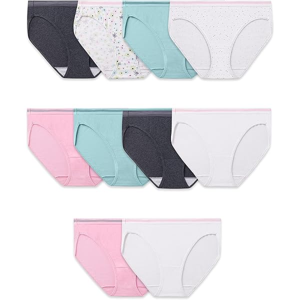 Fruit of The Loom Women's Underwear Cotton Fashion Assorted (10
